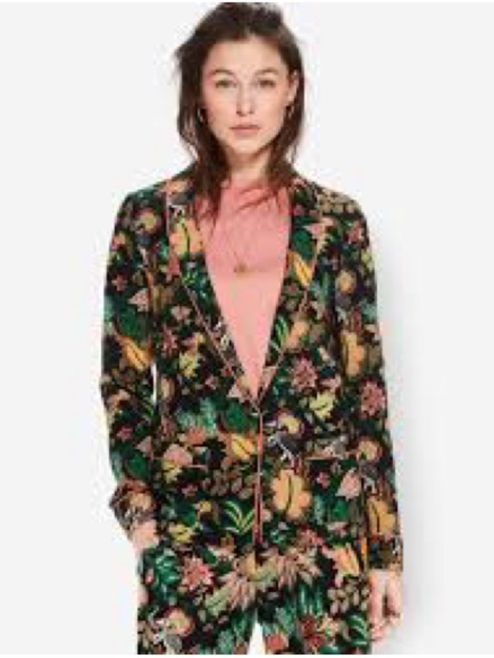 Maison Scotch and Soda Green Floral Print Women's Blazer Jacket